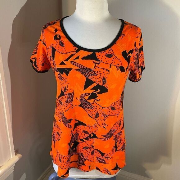 LuLaroe Halloween Perfect Tee, XXS. Orange with birds! - Picture 12 of 16